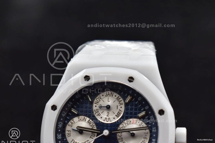 Edition Bracelet Ceramic 1052 Perpetual SmoothTexture Royal Ceramic on Best Oak APSF A 26579cb Calendar White 0831